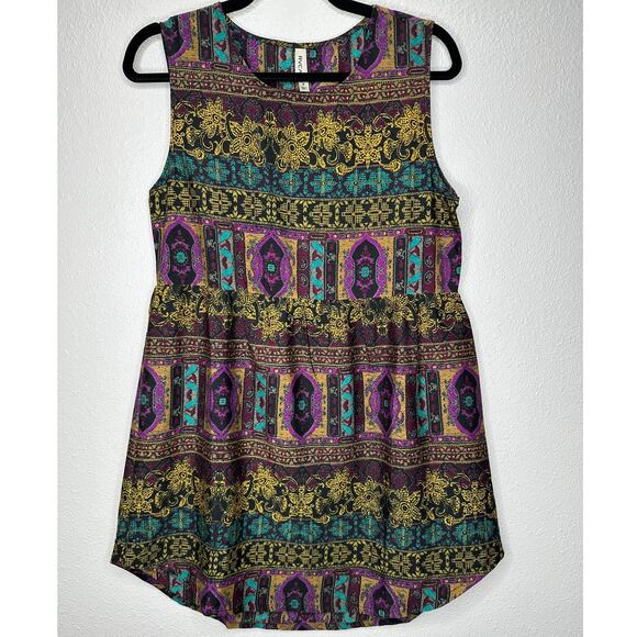 RVCA Multicolor Floral Print Cutout Triangle Back Round Neck Mini Dress S - Picture 1 of 16